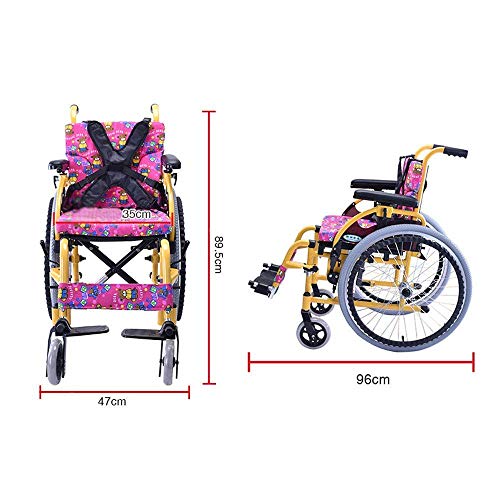 YQTXDS Silla de Ruedas Plegable de Aluminio para niños, Estructura Ligera y Plegable, Asistente portátil con propulsión (Silla de Ruedas)