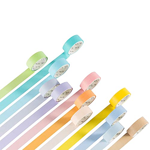 YUBX Washi Tape - Cinta decorativa para manualidades (10 mm de ancho), color pastel