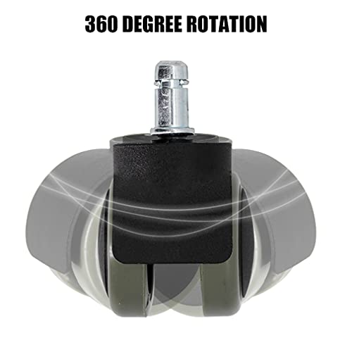 Yuirshion Ruedas para Silla de Oficina Giratoria de 11MM,Set de 5 Ruedas de 65MM de diámetro,Ueda de Repuesto Universal para Suelos de Alfombra Madera Dura,Rodamiento Rápido y Silencioso,Verde