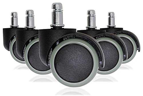 Yuirshion Ruedas para Silla de Oficina Giratoria de 11MM,Set de 5 Ruedas de 65MM de diámetro,Ueda de Repuesto Universal para Suelos de Alfombra Madera Dura,Rodamiento Rápido y Silencioso,Verde