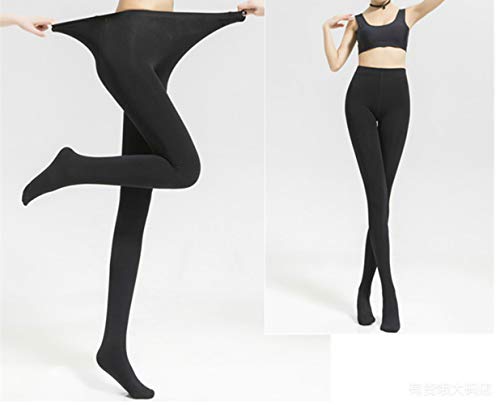 Yulaixuan para mujer 2 pares de medias forradas de vellón Medias de talla grande Pantalones cálidos Medias opacas pantimedias con vellosidades (2 negro)