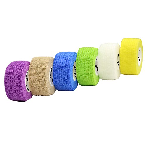 YUMAI Vendaje Elástico Adherente Wrap Cinta 2.5cm x 4.5m (Púrpura), Self Adhering Stick de Compresión Para Vendaje una Herida Tobillo Apoyo o Médico Supplies - 6 Rolls