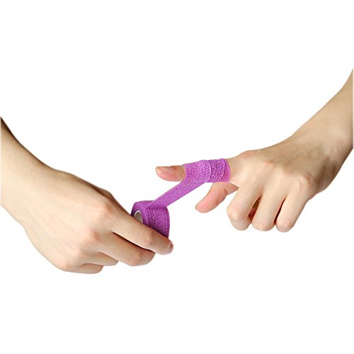 YUMAI Vendaje Elástico Adherente Wrap Cinta 2.5cm x 4.5m (Púrpura), Self Adhering Stick de Compresión Para Vendaje una Herida Tobillo Apoyo o Médico Supplies - 6 Rolls