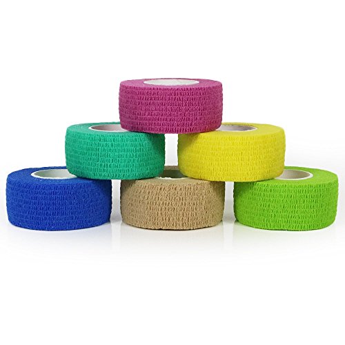YUMAI Vendaje Elástico Adherente Wrap Cinta 2.5cm x 4.5m (Púrpura), Self Adhering Stick de Compresión Para Vendaje una Herida Tobillo Apoyo o Médico Supplies - 6 Rolls