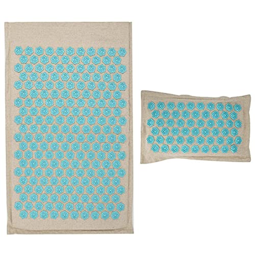 YUQINT Esterilla de masaje de fibra de coco, tapete de masaje con punta de loto para acupresión de acupresión, aplicador de aguja ecológica, almohadilla de acupuntura (color: conjunto azul)