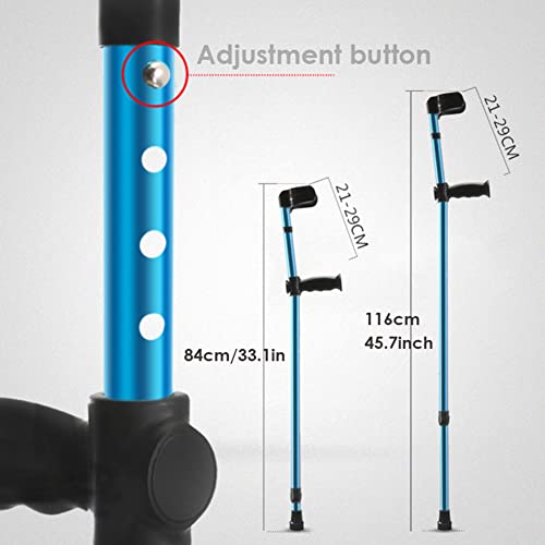 YXW Muletas de antebrazo Plegables con puño Abierto, Muletas ortopédicas, bastón para Caminar para Hombres y Mujeres, Adultos, jóvenes, Azul, Carga 100 kg (1 Unidad)