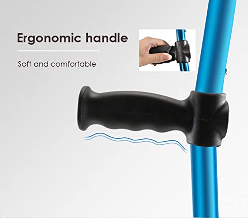 YXW Muletas de antebrazo Plegables con puño Abierto, Muletas ortopédicas, bastón para Caminar para Hombres y Mujeres, Adultos, jóvenes, Azul, Carga 100 kg (1 Unidad)