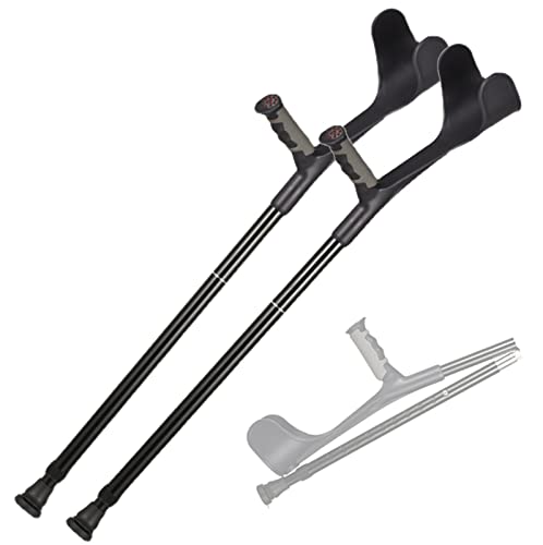 YXW Par De Muletas Ortopédicas Plegable, Muleta Antebrazo De Aluminio, Bastones Inglés Ajustable para Hombres Y Mujeres con Una Altura De 140-185 Cm, Negro/Gris (Color : Black)