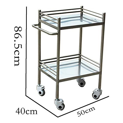 YZJJ Carro, Comedor Carro médico Carro Diner Carro médico Grande de 2 estantes para Almacenamiento de enfermería, Carro utilitario de Acero Inoxidable para Carro de Equipo de Laboratorio