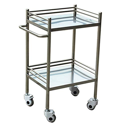YZJJ Carro, Comedor Carro médico Carro Diner Carro médico Grande de 2 estantes para Almacenamiento de enfermería, Carro utilitario de Acero Inoxidable para Carro de Equipo de Laboratorio