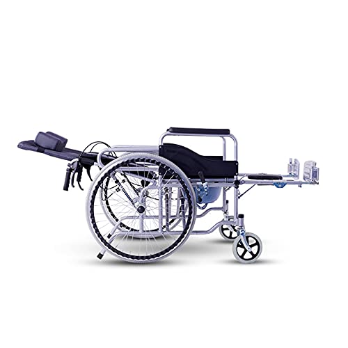YZJYB Silla De Ruedas Reclinada Plegable para Ancianos Y Minuválidos Cochecito De Aluminio Auto Propulsado Asistidas Transporte Silla De Ruedas De Viaje Asiento 45 Cm
