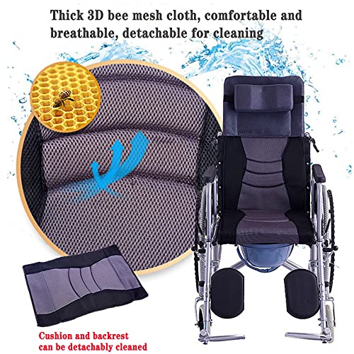 YZJYB Silla De Ruedas Reclinada Plegable para Ancianos Y Minuválidos Cochecito De Aluminio Auto Propulsado Asistidas Transporte Silla De Ruedas De Viaje Asiento 45 Cm