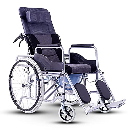 YZJYB Silla De Ruedas Reclinada Plegable para Ancianos Y Minuválidos Cochecito De Aluminio Auto Propulsado Asistidas Transporte Silla De Ruedas De Viaje Asiento 45 Cm