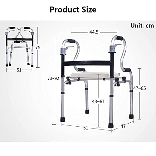 Z-SEAT Andadores para Personas Mayores Andador Plegable, con cojín de Asiento, Andador para Adultos de Altura Ajustable, Dispositivo móvil Especial para Ancianos Andador con Andador, Ayuda de movil