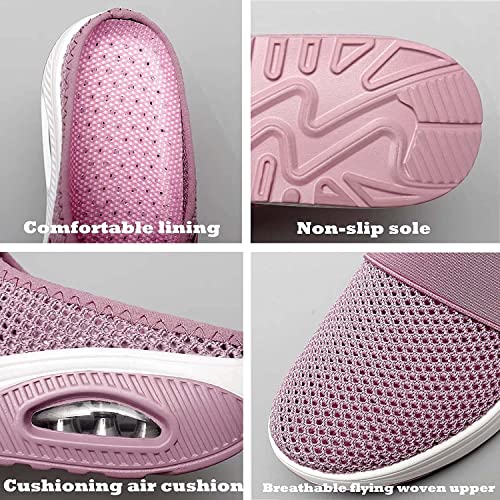 ZANLION Zapatos para Caminar con cojín de Aire sin Cordones, Zapatos ortopédicos para Caminar para diabéticos, Zapatos Informales y Transpirables (Grey,39)