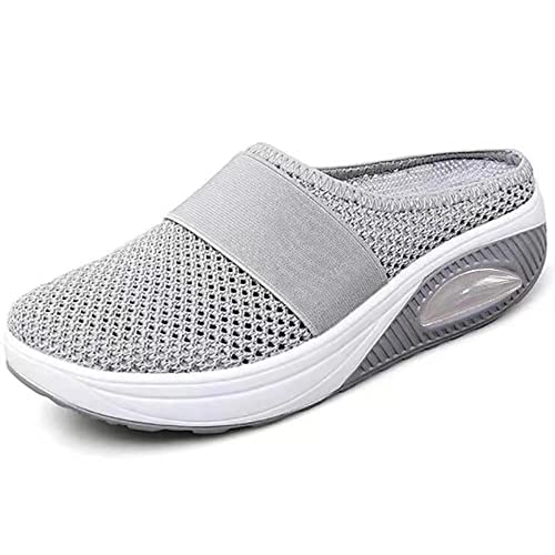 ZANLION Zapatos para Caminar con cojín de Aire sin Cordones, Zapatos ortopédicos para Caminar para diabéticos, Zapatos Informales y Transpirables (Grey,39)