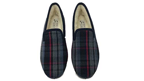 Zapatilla de Estar por casa/Kebir/Hombre/Soca/Material Empeine: Lana/Forro Lana Virgen/Suela de Goma/Modelo Cuadros Azul/del número 39 al 47/Talla 43