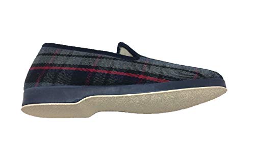 Zapatilla de Estar por casa/Kebir/Hombre/Soca/Material Empeine: Lana/Forro Lana Virgen/Suela de Goma/Modelo Cuadros Azul/del número 39 al 47/Talla 43
