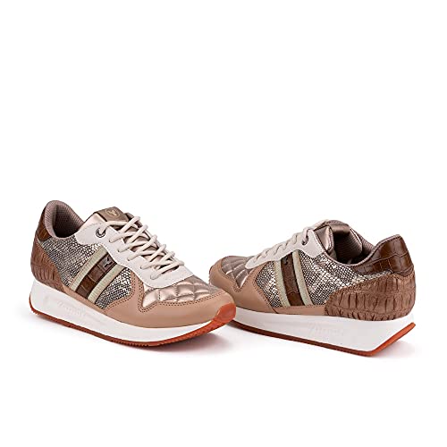 Zapatilla Sneaker Yumas Camille Arena Fabricado en Microfibra y nilón Transpirable. Plantilla Textil para Mujer