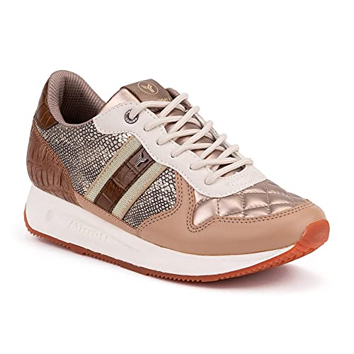 Zapatilla Sneaker Yumas Camille Arena Fabricado en Microfibra y nilón Transpirable. Plantilla Textil para Mujer