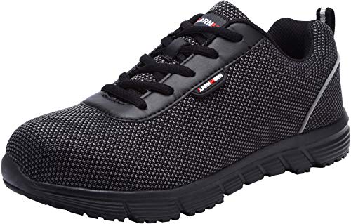 Zapatillas de Seguridad Hombre,LM170130 S1 SRC Zapatos de Trabajo Mujer con Punta de Acero Ultra Liviano Reflectivo Transpirable 45 EU,Medianoche Negro