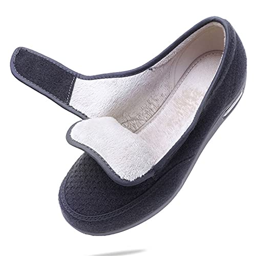 Zapatos Diabéticos para Mujer Zapatos De Caminata Ancianos Ajustables Zapatos De Ancho Amplio Ajustable para Pies Hinchados, Zapatillas De Fasciitis Plantar,Gris,39