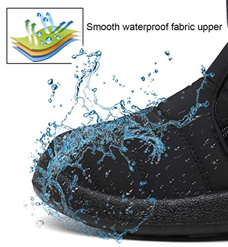 Zapatos Invierno Botas de Nieve para Mujer Hombres Botines Moda Calentar Forrado Botas Tacon Zapatillas Planas 2021 Impermeable,36 EU,Negro a