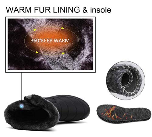 Zapatos Invierno Botas de Nieve para Mujer Hombres Botines Moda Calentar Forrado Botas Tacon Zapatillas Planas 2021 Impermeable,36 EU,Negro a