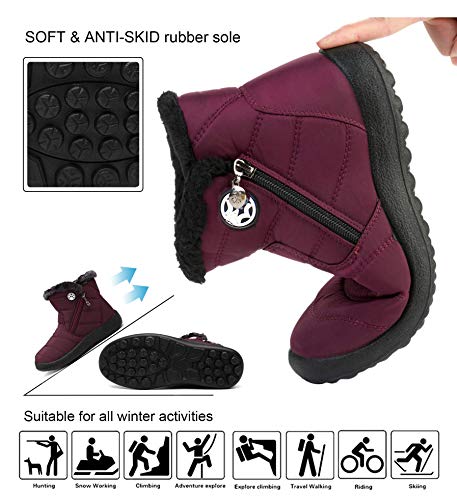 Zapatos Invierno Botas de Nieve para Mujer Hombres Botines Moda Calentar Forrado Botas Tacon Zapatillas Planas 2021 Impermeable,36 EU,Negro a