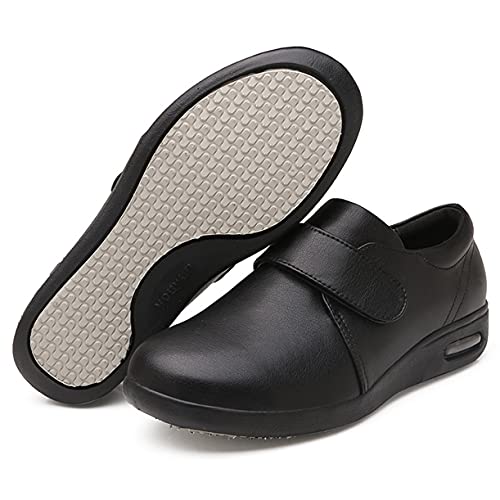 Zapatos para Diabéticos para Hombres, Edema Plantar Fasciitis Entrenadores Cómodas Ancho Fit Pies Slippers Zapatillas Ancianos Extra Ancho Calzado,Negro,41 EU