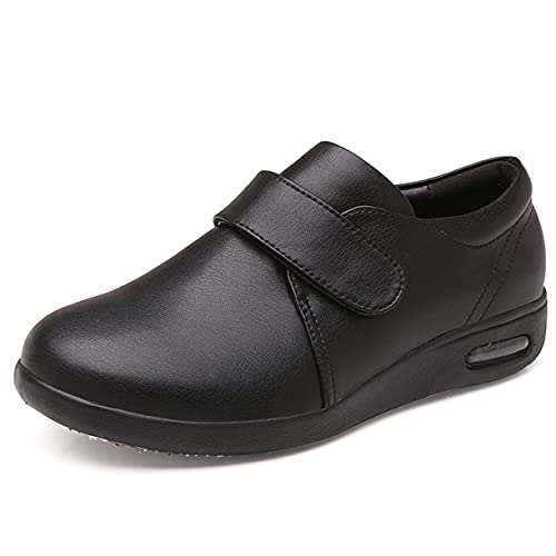 Zapatos para Diabéticos para Hombres, Edema Plantar Fasciitis Entrenadores Cómodas Ancho Fit Pies Slippers Zapatillas Ancianos Extra Ancho Calzado,Negro,41 EU