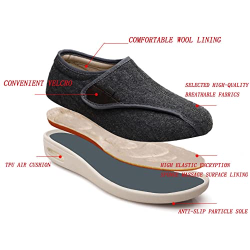 Zapatos para diabéticos para hombres Zapatos Zapatos para ancianos Zapatillas de deporte ligeras y transpirables para caminar Ancianos hinchados Pies vendados Zapatillas anchas transpirables