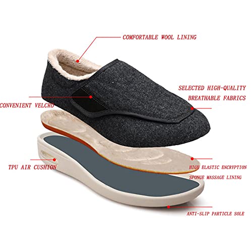Zapatos para diabéticos para hombres Zapatos Zapatos para ancianos Zapatillas de deporte ligeras y transpirables para caminar Ancianos hinchados Pies vendados Zapatillas anchas transpirables