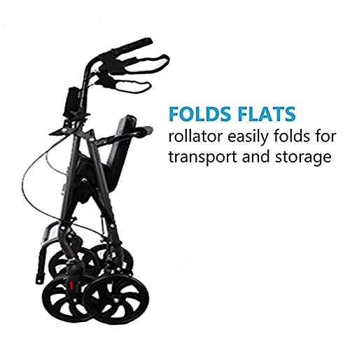ZAQI Andador Andadores para Ancianos Andador Ancho para Parkinson, Plegable Grande Altura Ajustable Andadores con Ruedas, para Hombres Altos Adultos Mayores, con Asiento Cesta, Soporta 220 Libras