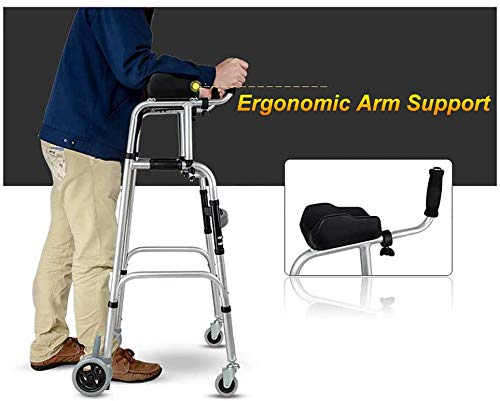ZAQI Andador Andadores para Ancianos Andador erguido con reposabrazos, Andador de 4 Ruedas de Altura Ajustable, Adultos Mayores Altos Personas con discapacidad (Color : Without Seat)
