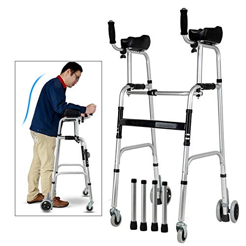 ZAQI Andador Andadores para Ancianos Andador erguido con reposabrazos, Andador de 4 Ruedas de Altura Ajustable, Adultos Mayores Altos Personas con discapacidad (Color : Without Seat)