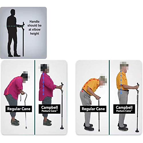 ZD WALLING CANE Bastón Plegable Ancianas Mujeres Hombres, Altura Ajustable Portátil Apoyo 360 ​​° Ortopedia Muletas De Ancianas Tracción Senderismo/Trekking Bastón para Caminar/Viaje/Hogar (Negro),B