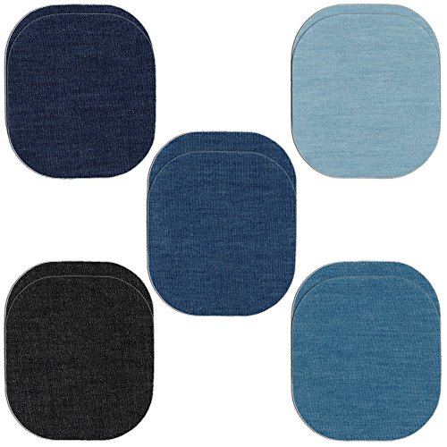 ZEFFFKA Tela de Calidad Parches de Jean Aplicables con Plancha Interior Exterior Pegamento Mas Fuerte 100% Algodón Tonos Surtidos Kit de Decoración 10 Piezas Tamaño 4-1/4" x 3-3/4" (9.8 cm x 10.8 cm)