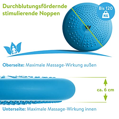 ZenBalance Plus Cojín Proyector, Cojín Ortopédico para Rehabilitación, Disco Hinchable Proyector, Tablero de Equilibrio para Deporte y Fisioterapia, Incl. Bomba, e-Book, 33 cm (Azul)