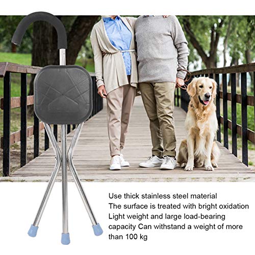 ZJchao Taburete de bastón Plegable de Acero Inoxidable, Taburete Silla de muleta Plegable portátil Bastón para Caminar de Altura Ajustable Utilizado para Ancianos y discapacitados(#1)