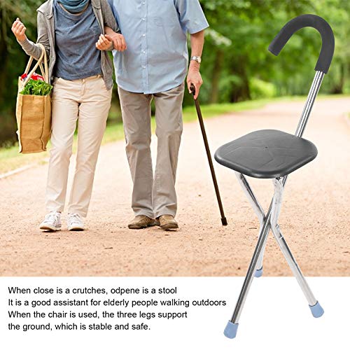 ZJchao Taburete de bastón Plegable de Acero Inoxidable, Taburete Silla de muleta Plegable portátil Bastón para Caminar de Altura Ajustable Utilizado para Ancianos y discapacitados(#1)