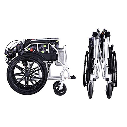 ZJN-JN Walking silla de ruedas de alimentación aux Sillas de ruedas plegable ligero Autopropulsada con frenos de operadora, aluminio silla de ruedas Andador de lanzamiento rápido de las ruedas trasera