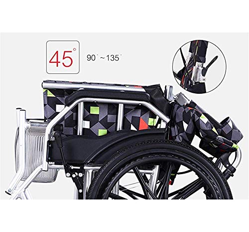 ZJN-JN Walking silla de ruedas de alimentación aux Sillas de ruedas plegable ligero Autopropulsada con frenos de operadora, aluminio silla de ruedas Andador de lanzamiento rápido de las ruedas trasera
