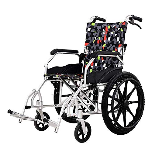 ZJN-JN Walking silla de ruedas de alimentación aux Sillas de ruedas plegable ligero Autopropulsada con frenos de operadora, aluminio silla de ruedas Andador de lanzamiento rápido de las ruedas trasera