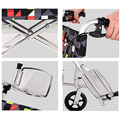ZJN-JN Walking silla de ruedas de alimentación aux Sillas de ruedas plegable ligero Autopropulsada con frenos de operadora, aluminio silla de ruedas Andador de lanzamiento rápido de las ruedas trasera