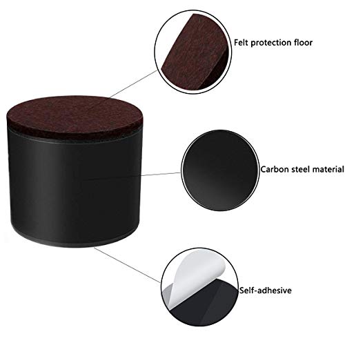 Zliger 12 piezas elevadores de muebles,ronda acero al carbono autoadhesivos resistentes elevadores de cama Patas de sofá para Mesa Cama Sofá Muebles Pie