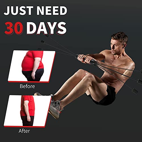 ZLZNX Bar de Fitness elástica, Barra de temblor de Fitness para el hogar con vibración de Alta frecuencia, Barra paralela Abdominal, Home Elastic Bar,Rojo,1.6M