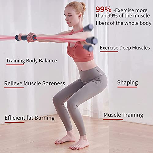 ZLZNX Bar de Fitness elástica, Barra de temblor de Fitness para el hogar con vibración de Alta frecuencia, Barra paralela Abdominal, Home Elastic Bar,Rojo,1.6M