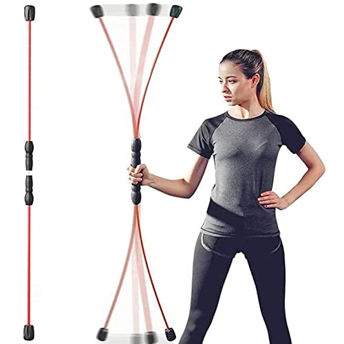 ZLZNX Bar de Fitness elástica, Barra de temblor de Fitness para el hogar con vibración de Alta frecuencia, Barra paralela Abdominal, Home Elastic Bar,Rojo,1.6M