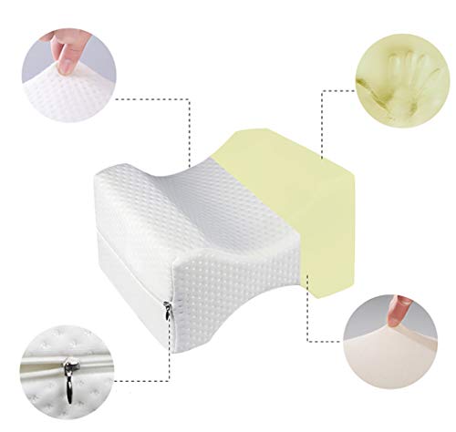 ZoneYan Almohada de Rodilla, Almohadas Piernas para Dormir Ortopédico, Cojin de Piernas Rodillas, Rodilla Posicionador Almohada Espuma, Alivio de la Ciática, Dolor de Espalda
